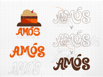 Amós Confeitaria brand cake confeitaria design font lettering logo marca script sweet type typography