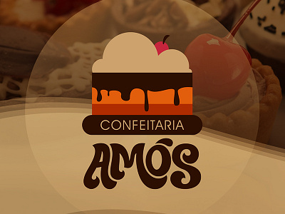 Amós Confeitaria brand brazil cake concept design flat identity lettering logo logotype typography visual