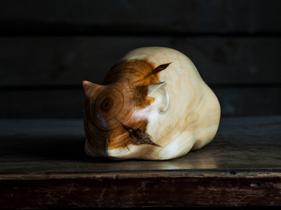 zbrush Carving a sleeping wooden cat