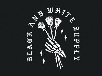 Black & White Supply illustration rose skeleton tattoo