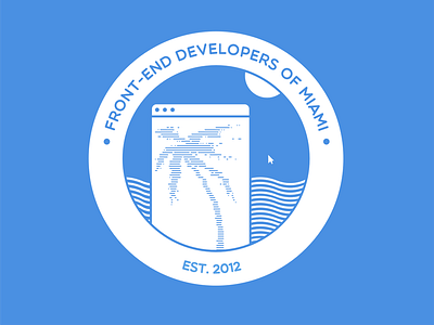 #frontEndDevMia badge brand branding design front end logo meetup miami seal