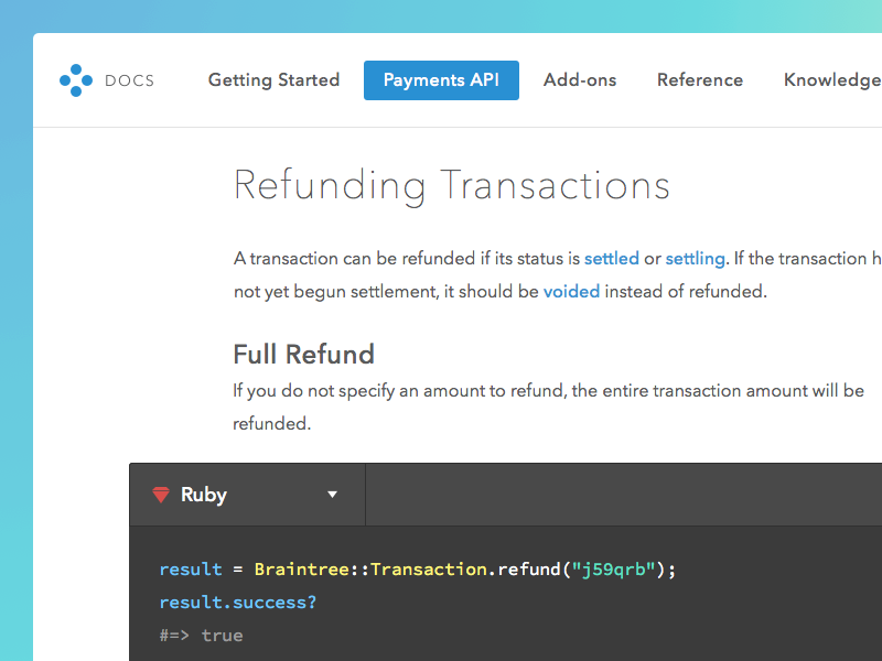 Braintree developer docs wip documentation docs developers braintree code sneak peek