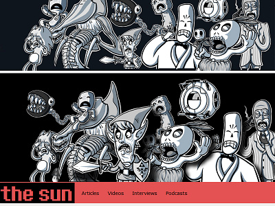 We Shun the Sun banner character composition web web design