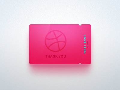 First shot debuts dribbble icon invite photoshop pink thank ticket tomhands ui
