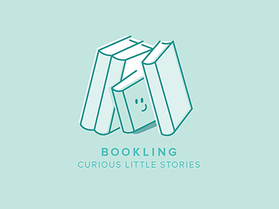 'Bookling' Logo white hiding smiling smile small book happy logo turquoise