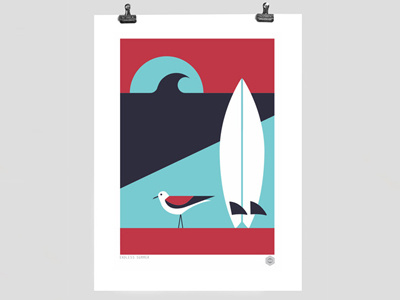 Endless Summer Print art bold print seagull summer surfing vector waves