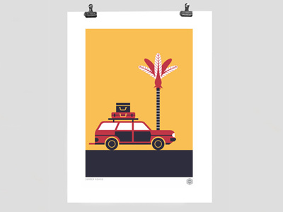 Summer Roadie Print art car illustration kiwiana nz palm transport