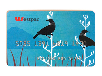 Westpac Bank Card art birds blue illustration kiwi nature nz tui