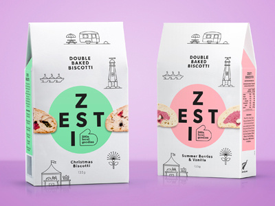 Zesti biscuits dow illustration line packaging stroke