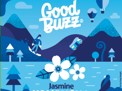 Good Buzz label rebrand illustration label label design packaging label snowboarding vector