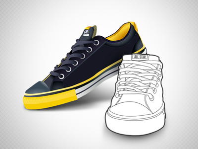 Converse Shoe black converse illustration lace vector white yellow