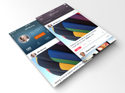 Timeline & Profile Screens activity bright colorful flat ios light mobile timeline