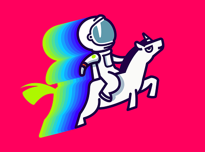 Astronaut and Unicorn astronaut color design game icon