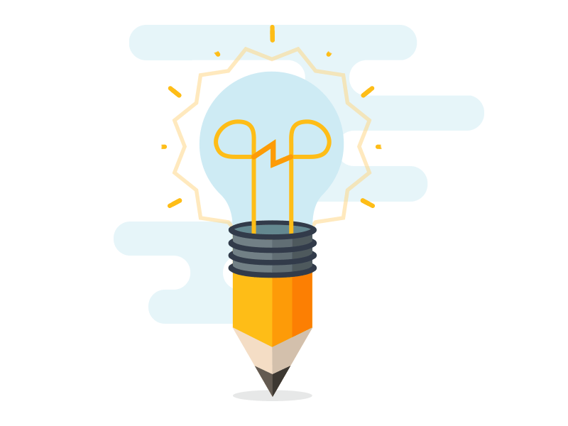 Powering Ideas animation clouds education flat gif illustration lightbulb pencil school teach