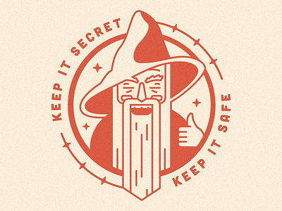 Keep it secret. Keep it safe. badge illustration line art logo monoline seal wizard