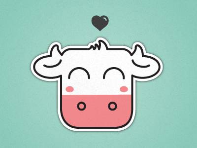 Happi Cakes Cow adorable cow cute heart illustration moo retro texture vintage