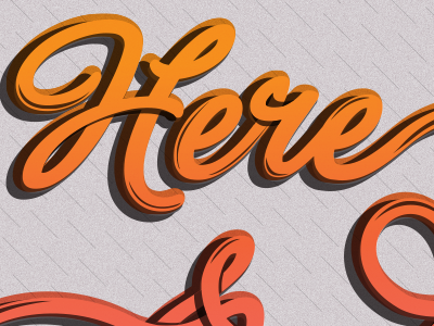 Here & Now custom gradient orange phoenix design week poster retro script type typography