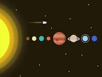Solar system illustration planet rocket ship solar space sun system