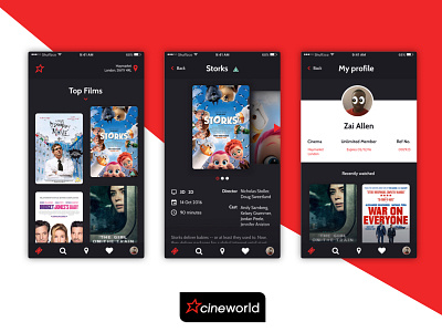 Cineworld App Redesign design ios shuffzco ui user experience user interface ux zaireca