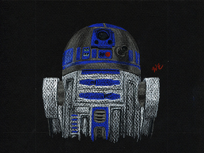 R2-D2 black paper colored pencil r2 d2 star wars