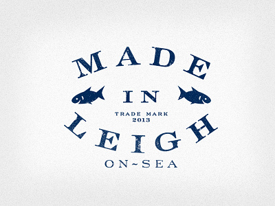 Made In Leigh brand distressed fish logo nautical vintage