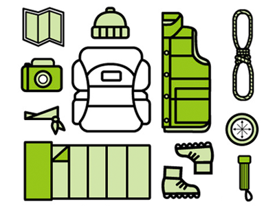 Expedition Set camping icons illustration set