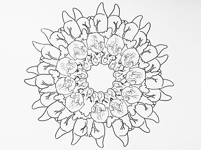Slight Work big bird black circle illustration pattern radial sharpie white wreath
