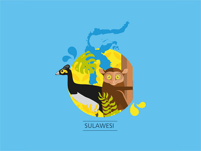 Sulawesi 2d animal design flat illustration wallpaper