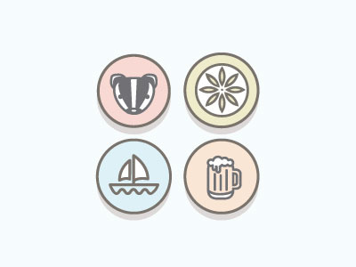 Madison Icon Set 1 badger badges beer chair icon illustrations sailboat terrace
