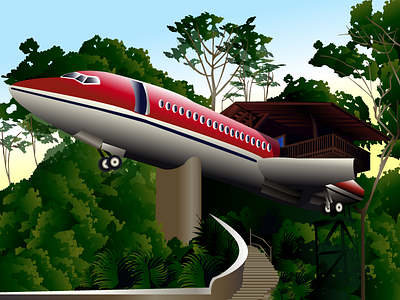 Airplane House in Costa Rica house illustration plane project travel treehouse vector