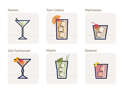 Drink Illustrations alcohol art drinks flat icon iconography illustration