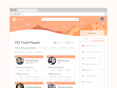 Kettle Home Page brand carddesign collaboration dashboard directory members team