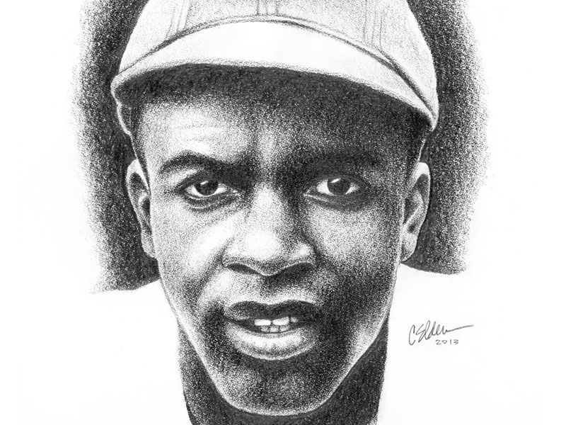 How to draw Jackie Robinson Face pencil drawing step by step