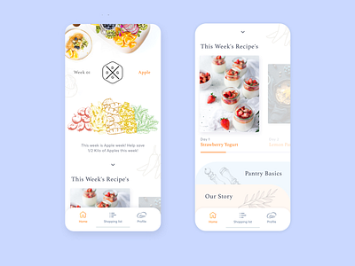 Cooking app to decrease Foodwaste app apps classic clean cook food ios kitchen recipe ui ux vibrant waste white