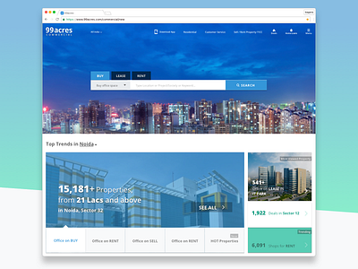 Home page for commercial projects 99acres commercial explore home homepage landingpage property realestate