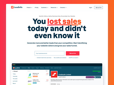Leadinfo branding design interface saas landing page saas website ui ux website