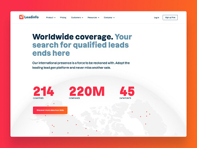Leadinfo - Worldwide coverage design globe illustration interface ui uiux website wild digital