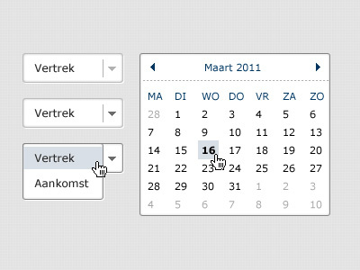 Ret Calendar calendar dropdown menu