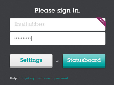 Statusboard Sign in