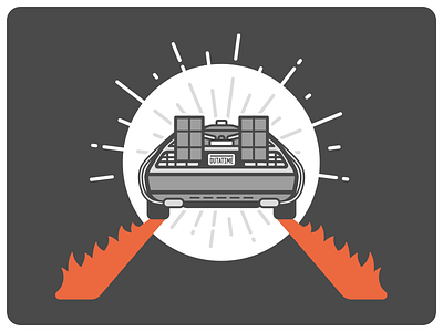 We're going back to the future back to the future car delorean ebook fire flame flat illustration movie vector