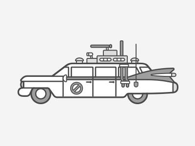 Ecto-1 ecto 1 flat ghostbusters illustration vector