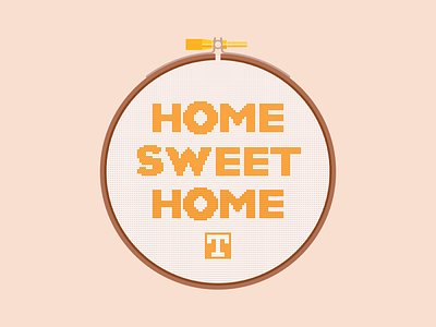 Home Sweet Home Cross-Stitch cross-stitch illustration knoxville lettering tennessee tn type typography university of tennessee