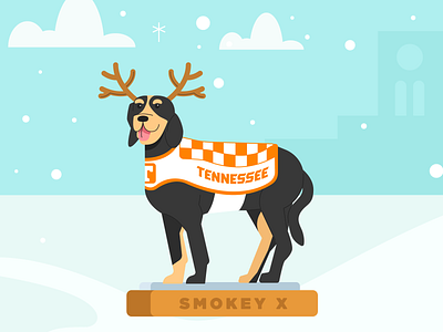 Christmas Smokey ayres christmas clouds dog dog illustration illustration knoxville reindeer smokey snow statue tennessee tn university of tennessee