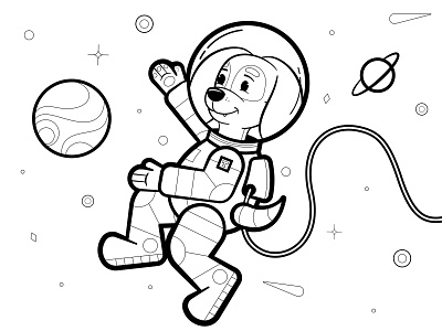 Astro Smokey astronaut coloring book dog illustration knoxville planet smokey space star tennessee utk