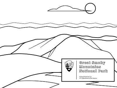 Great Smoky cloud coloring book design great smokies illustration knoxville mountains sun tennessee tn utk