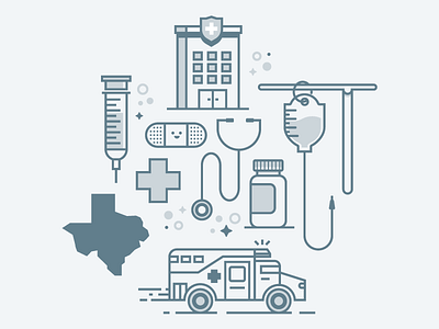Health Icons ambulance band aid doctor health hospital icon meds needle texas vector