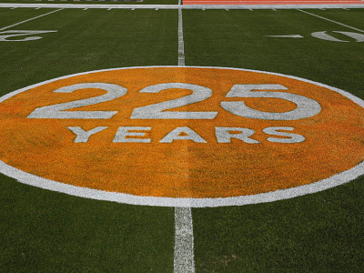 225 Years pt. II anniversary design field football grass knoxville lettering tennessee university of tennessee yards