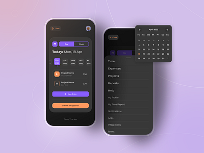 Time Tracker App app application dark dark app dark theme interface minimal modern interface time tracker ui ui design ux ux design