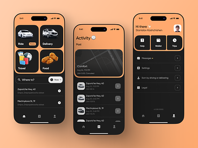 Mobile App: Uber Redesign/Concept app applications concept dark theme figma interface minimal mobile app mobile applications mobile concept redesign uber redesign ui ux uxui
