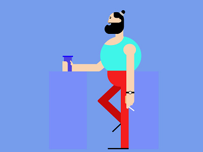 a man with cigarette and coffee animation branding design illustration ui